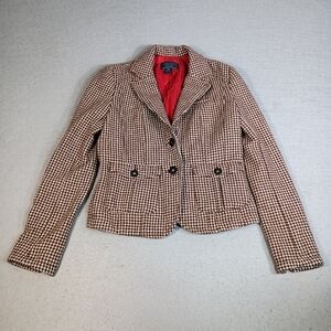 American Eagle Women's M Wool Blend Houndstooth Two Button Y2K 90's Blazer VTG